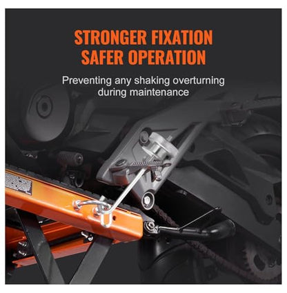 Motorcycle Lift Table Hydraulic, 350 LBS Scissor Jack, ATV Dirt Bike Lift Stand - Wide Deck, 4 Wheels, Foot Pedal Operated