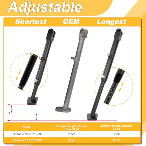 0-4'' Motorcycle Adjustable Kickstand Side Stand Fit for CRF250L 12-20/CRF300L 21-25/CRF300L Rally 22-25/CRFL300LS 23-25/CRF250L Rally 18-21