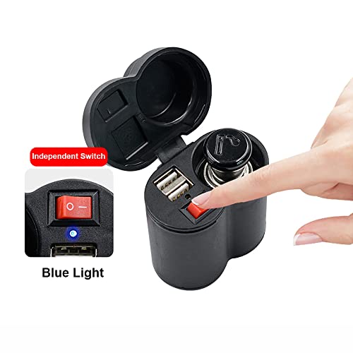 Motorcycle Cigarette Lighter with Switch Cigarette Butt Dual USB2.5A Waterproof Motorcycle Multi-function Charger