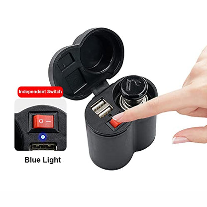 Motorcycle Cigarette Lighter with Switch Cigarette Butt Dual USB2.5A Waterproof Motorcycle Multi-function Charger