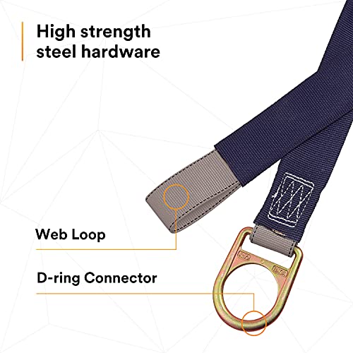 3M DBI-SALA 2100050 Concrete Anchor Strap with D-ring at one end, web loop at other end, 42 inch, Blue/Grey