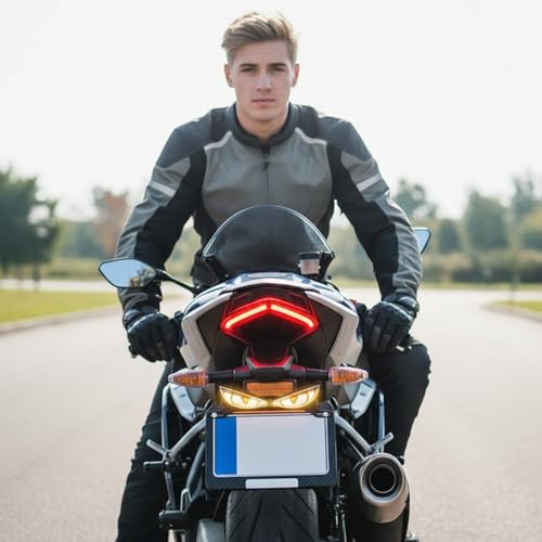 Motorcycle Brake Light, Eye Shape License Lamp, Rear Plate Safety Light, Sturdy Waterproof Design, High Visibility Function, Premium Riding Accessory, Night Commuting Use 7.48x1.97x0.2 Inches - color: Snake eye lamp-white+yellow flash