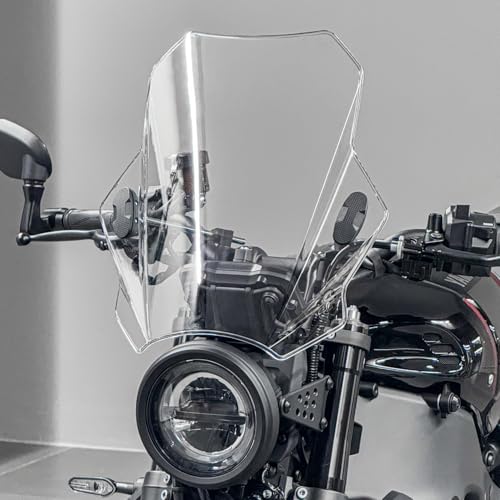 Motorcycle Universal Windshield Windscreen Air Wind Spoiler Deflector Windproof Protector Fit for Honda Yamaha Suzuki Kawasaki BMW Fits 7/8" 1" 1 1/8" Handlebars (Clear) - color: Clear