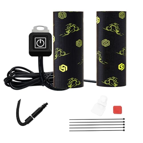Motorcycle Heated Grip Covers 12V Handlebar Heater, 7/8 Heated Grips for ATV Motorcycle Hand Grip Heater Warmers, 3 Temperature Settings, IP67 Waterproof - color: 12v