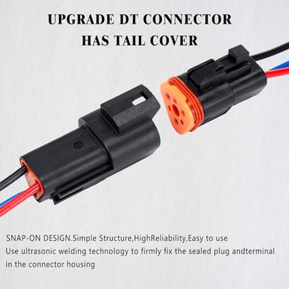 3 Pin Waterproof Connector,3 Wire Electrical Car Auto Connector,With 20CM 16AWG Long Male Female Plug Quick Disconnect Wire Connectors for Car Truck Motorcycle Marine Boat(5 Pairs Black) - size: DT 3P