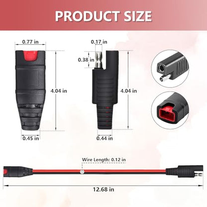 4269 GC009 X-Connect SAE Adapter for NOCO Genius 5 Genius 1 Battery Charger | 2pcs 1FT 14AWG SAE Adapter For NOCO GC009 G3500 G720 MXS 5.0 For ctek Smart Battery Charger, for Motorcycle/ATV/UTV