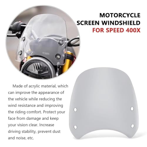 for Speed 400 Scrambler400X 2024 2025 Motorcycle Front Windshield Retro Windshield Spoiler with Bracket Speed400 Scrambler 400X (Transparent) - color: Transparent