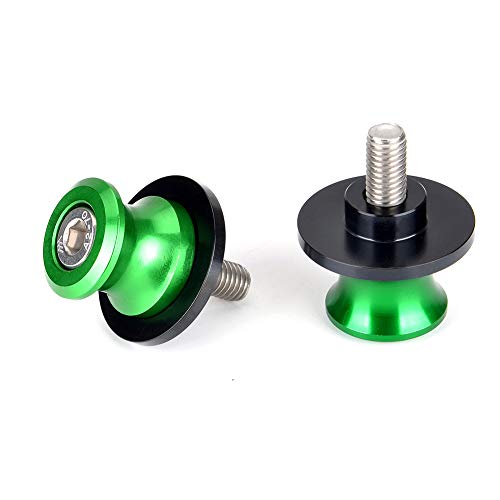 Goldfire 2pcs 8MM M8 X1.5 Motorcycle Swing arm Sliders Spools CNC Swing Arm Stand Screw for Kawasaki Z650 Z800 Z900 Z1000 Accessories(Green) - color: Green