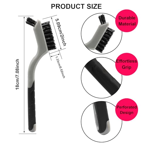 3PCS Durable Wire Brush Set,Brass Stainless Steel Nylon,Curved Handle Brush for Cleaning Rust Removal in Holes DIY Enthusiasts(Grey) - style: Grey-Nylon,Brass,Stainless Steel