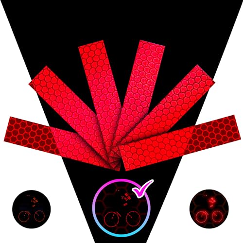 LOOM Reflective Stickers for Helmet | 6pcs Prism red | Similar to 3M Reflective Tape | Bike Reflectors for Night Riding, Mailbox reflectors | Waterproof hi vis Decals for Car, Trailer - color: Prism-red