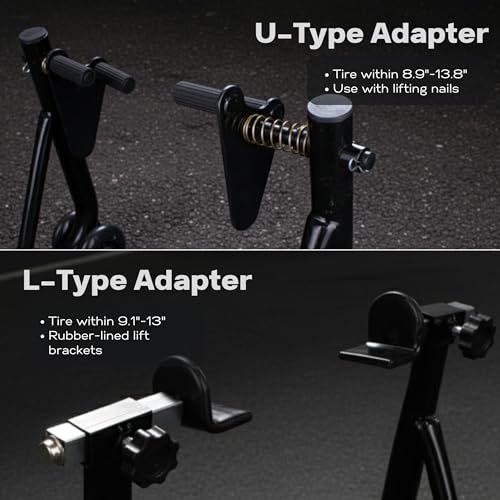 YEBOKSI Motorcycle Stand, Front & Rear Combo Stands, 750LBS Capacity, U+L Adjustable Swingarm Spool, Polyurethane Wheels, For Variety Of Motorcycles, BMW, KAWASAKI, YAMAHA, HONDA, BLACK
