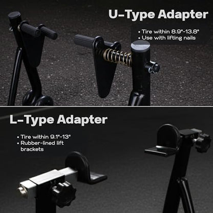 YEBOKSI Motorcycle Stand, Front & Rear Combo Stands, 750LBS Capacity, U+L Adjustable Swingarm Spool, Polyurethane Wheels, For Variety Of Motorcycles, BMW, KAWASAKI, YAMAHA, HONDA, BLACK