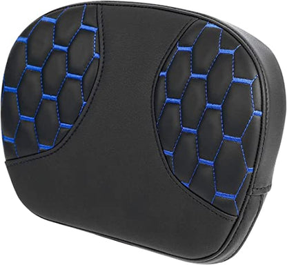 C.C. RIDER Sissy Bar Passenger Backrest Pad For Harley Touring Softail CVO Road Glide Street Glide Road King Electra Glide Softail Street Bob - color: Sissy Bar-Blue Stitching