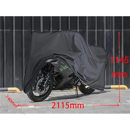 Motorcycle Cover Full Car Sun Protection Dust No Ear Thickened Oxford Cloth Rain(Black) - color: Black