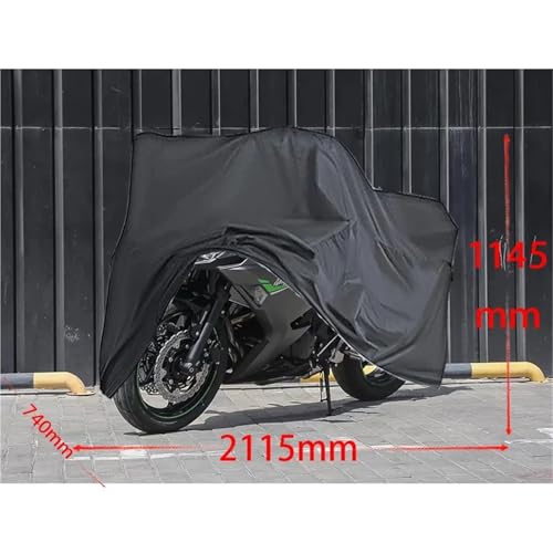Motorcycle Cover Full Car Sun Protection Dust No Ear Thickened Oxford Cloth Rain(Black Silver) - color: Black silver