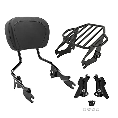 TCT-MOTORPARTS Black Detachable Backrest Sissy Bar w/Docking Hardware Kits Luggage Rack for Harley Touring Street Glide Road King 2014-2025 - color: Black #2(2014-2025)