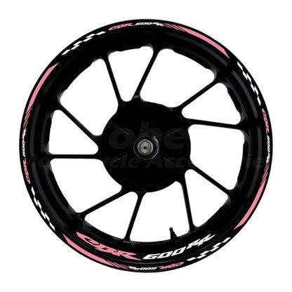 CBR 17 inch Wheel Rim Stickers Decals Tape Compatible with CBR600RR 2003-2025 F5 Motorcycle Reflective Rim Tapes Sticker Stripe (Pink) - color: Pink