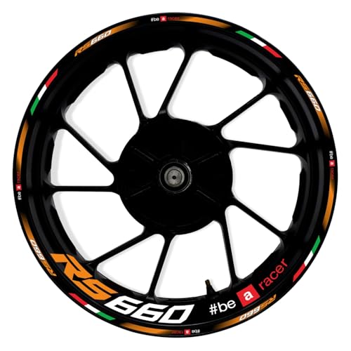 Awonderful 17"Wheel Rim Stickers For Aprilia RS660 2020-2023,Orange | Reflective Vinyl Wheel Stripe Kit. Waterproof, Self-Adhesive Decals, Decorate Motorcycle Wheel Rims, Easy to Paste - color: Orange