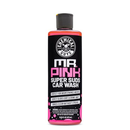 Chemical Guys Mr. Pink Car Wash Soap - 16 oz Super Suds Foaming Car Wash Soap for Cannon, Blaster, or Bucket Washing - pH Balanced, Safe on Wax, Sealant, Ceramic, and Clear Coat Finishes - size: 16 Fl Oz (Pack of 1), style: MR. PINK