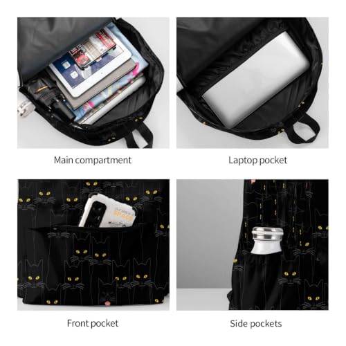Black Cat Backpack Bookbag Laptop Backpacks Multipurpose Daypack for Boys Girls School Men Women Travel Hiking - color: Black Cat