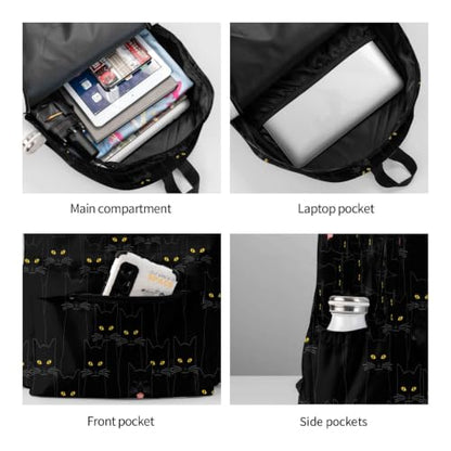 Black Cat Backpack Bookbag Laptop Backpacks Multipurpose Daypack for Boys Girls School Men Women Travel Hiking - color: Black Cat