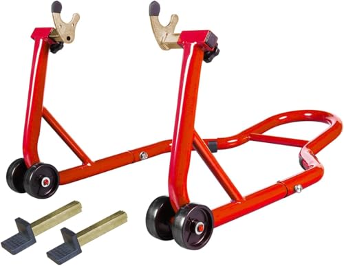 Big RED Motorcycle Stand Rear Combo Wheel Lift Stands, 850LBS Capacity, Adjustable Swingarm Spool with U+L, Fit for Yamaha, Kawasaki, Honda, Suzuki, Red - style: motorcycle stand