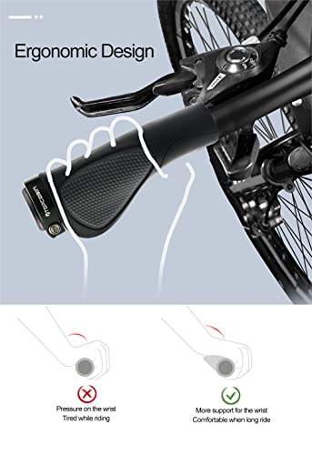 TOPCABIN Ergonomic Bike Grips - Widen Holding Rubber Grips with Aluminum LockGrips for Mountain & Road Bikes - color: Comfort Big Area(Black&Grey)