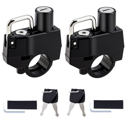 Windance 2Pack Motorcycle Helmet Lock Keyed Alike, Anti Theft Security Lock Helmet Holder Hook for 7/8" 22mm Handlebar otorbike Bike Frame Tube Bumper Luggage Rack (2)