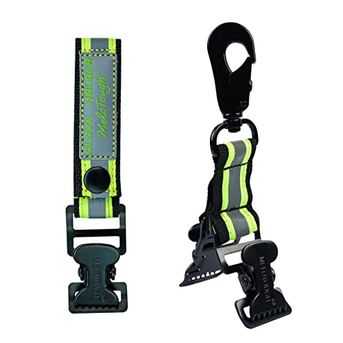 MELOTOUGH Firefighter Glove Strap | Work Glove Holder Clip with Glove Leash Swivel Snap Hook,Alligator Clip - color: Hi-vis Lime