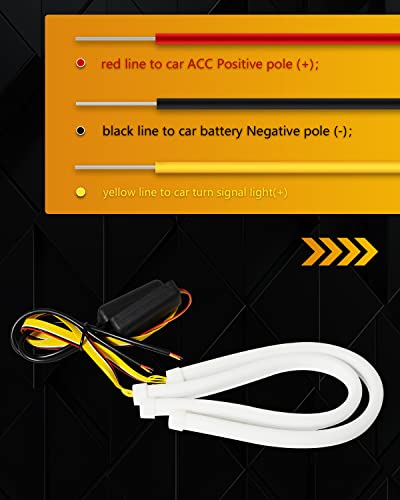 Qasim 12inch/30CM Sequential Switchback LED Strip 12V Car LED Flexible Strip Lights Dual Color White/Amber DRL Turn signal Lights Retrofit-2Pack - size: 11.8 inches
