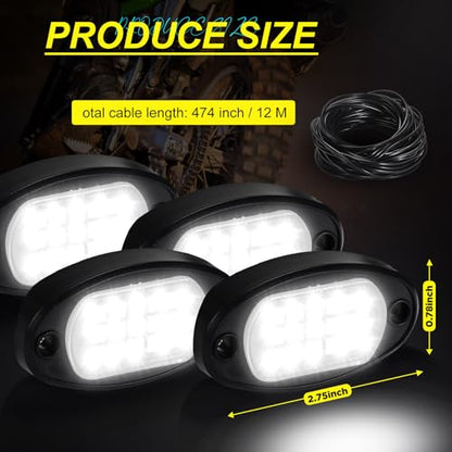 Baquler 30 Pods Rock Lights White Underglow Lights for Trucks Car SUV Waterproof Shockproof LED Ambient Rocklights Automotive Trailer Lighting for Motorcycle Boat ATV UTV(15LED Chip Style) - style: 15LED Chip Style