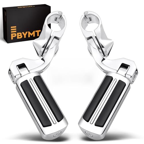 PBYMT Highway Pegs Short Angled 304 Stainless Steel, Highway Footpegs Footrest Fit For 1''&1.25''(25/32mm) Crash Bars Compatible with Harley Davidson Touring Chrome - color: Chrome, size: SHORT