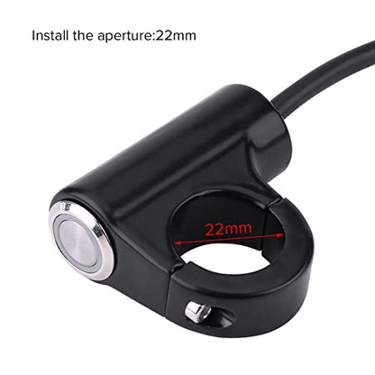 Motorcycle Push Start Button with Horn, Headlight, Brake, Fog Lights - 7/8" (22mm) Automatic Return with Green Light