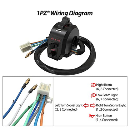 1PZ SR1-H01 Universal Light Turn Signal Switch + Flasher Relay + Horn Replacement for Honda KTM Suzuki Kawasaki Yamaha Motorcycle Dirt Bike