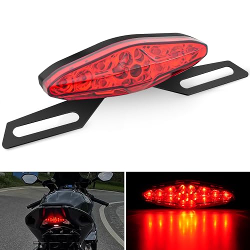 Nilight Motorcycle Tail Lights LED Brake Running Light with License Plate Bracket Dirt Bike Rear Lighting Compatible with Honda Yamaha Kawasaki Suzuki Chopper Turing Cruiser, Red - color: Motorcycle Tail Lights Red 2PCS