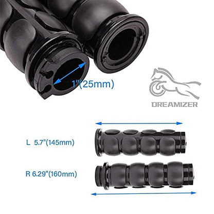 DREAMIZER 25.4MM Motorcycle Handlebar Grips 1 inch Compatible with Honda Shadow Spirit 750 Valkyrie Fury VTX1300 VTX1800 VT400 VT750 VT1100 - Smooth - style: Flat-black