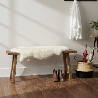 Premium Genuine Fur Sheepskin Rug - Real N.Z. 100% Sheepskin Natural Luxury Fluffy Lambskin Fur Area Rug - Seat Cover for Sofa Chair and Bedroom - 2' W x 3'L - Natural Creamy White Wool - color: Natural (Yellow Undertones), size: 2' x 3' (Natural)