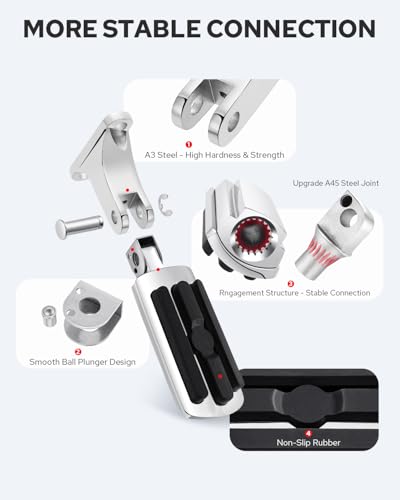 Benlari Passenger Foot Pegs, Passenger Mini Footboard Footpegs Fit for Harley Davidson Touring Road King Electra Glide Road Glide Street Glide 1993-2024 (Chrome) - color: Chrome