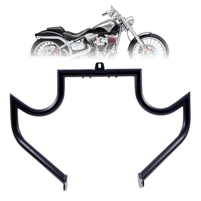 Kinglemc Crash Bar Engine Guard Highway Freeway Bar for Harley Davidson Breakout Blackline Rocker Softail Standard Custom Springer Deuce Night Train 2000-2017 (Mustache Style-Black) - color: Mustache Style-Black