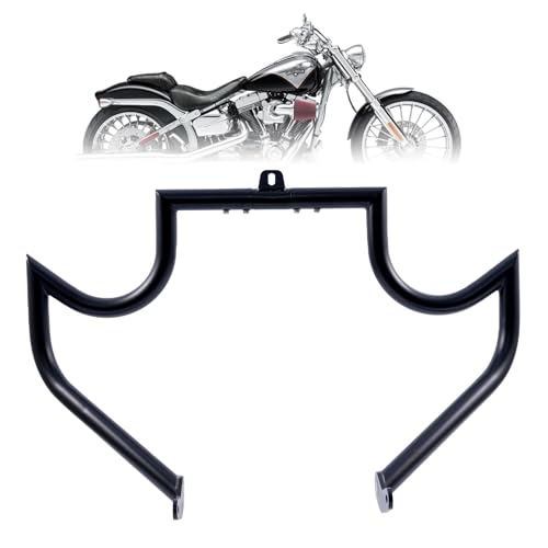 Kinglemc Crash Bar Engine Guard Highway Freeway Bar for Harley Davidson Breakout Blackline Rocker Softail Standard Custom Springer Deuce Night Train 2000-2017 (Mustache Style-Black) - color: Mustache Style-Black