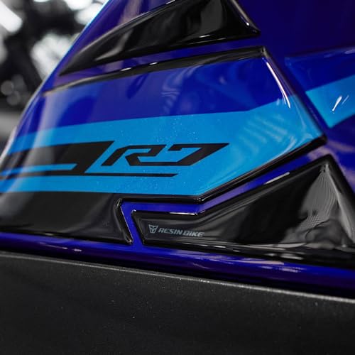 Resin Bike Motorcycle Stickers Compatible with Yamaha YZF R7 2021-2025 Icon Blue. Tank Side Protections from Bumps and Scratches, Resin Stickers with 3D Effect Made in Italy