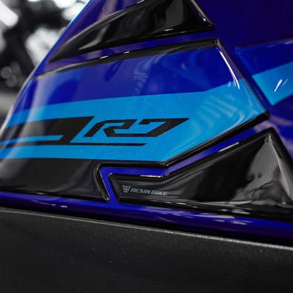 Resin Bike Motorcycle Stickers Compatible with Yamaha YZF R7 2021-2025 Icon Blue. Tank Side Protections from Bumps and Scratches, Resin Stickers with 3D Effect Made in Italy