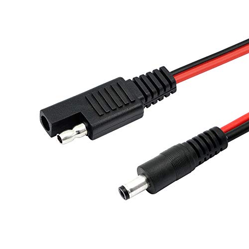 CERRXIAN 60cm 14AWG DC 5.5mm x 2.1mm Male to SAE 2 Pin Quick Disconnect Wire Harness Extension Cable for Portable Powers, Motorcycle Solar Panel Charger (M Black) - color: Male Black&Red