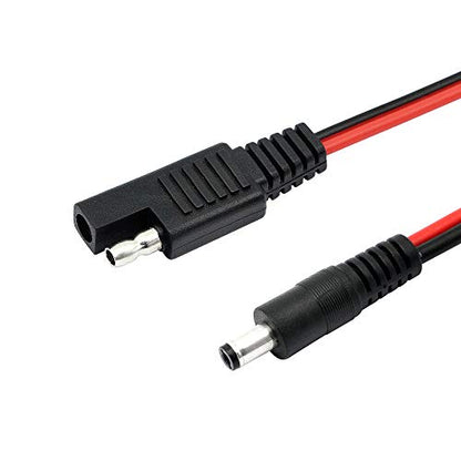 CERRXIAN 60cm 14AWG DC 5.5mm x 2.1mm Male to SAE 2 Pin Quick Disconnect Wire Harness Extension Cable for Portable Powers, Motorcycle Solar Panel Charger (M Black) - color: Male Black&Red