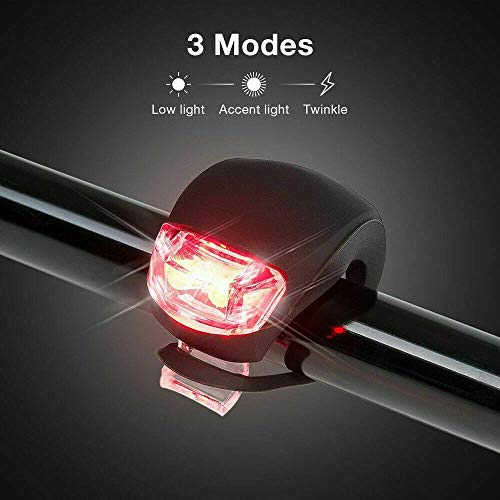 2 Pcs Silicone Bike Lights Set (Front White & Rear Red), Super Bright LED Bicycle Clip-on Lights for Night Riding, 3 Light Modes, Waterproof Quick Release Cycling Safety Warning Lights