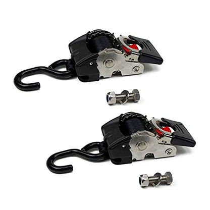 DC Cargo Mall Bolt-on Auto Retractable Ratchet Straps (2-Pack) 2” x 43", Heavy Duty, 1,809lb Break Strength – Tie Down Straps for Boat, Jet Ski, RZR, ATV - color: Stainless steel, size: 2" x 43"