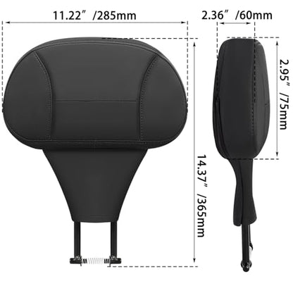 FOVPLUE Adjustable Rider Backrest,Detachable Plug-in Driver Backrest Pad w/Mounting Kit for Harley Touring 2009-2025,for CVO Road Glide Street Glide Tri Glide FLHTK/L Electra Glide Road King,Style 3 - color: Black Comfort Stitch Style