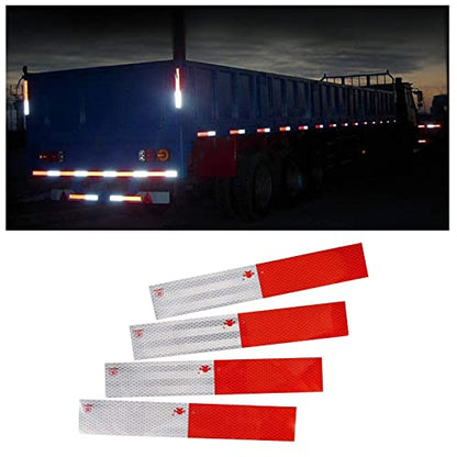 Reflective Tape, 2" × 12" × 20/30 Pack Red/White Self-Adhesive Outdoor Waterproof Safety Caution Warning Reflective Tape Trailer Reflector for Cars, Trucks, Trailers, Boats, Road Signs (20)