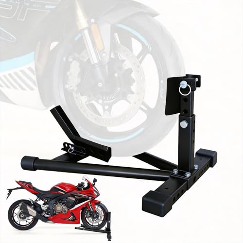 Motorcycle Wheel Chock, 1800LBS Heavy Duty Front Wheel Stand for 15"-22" Tires | Adjustable Motorcycle Trailer Wheel Chock | Steel Front Motorcycle Stand for Trailer Transport & Garage Storage - color: Black