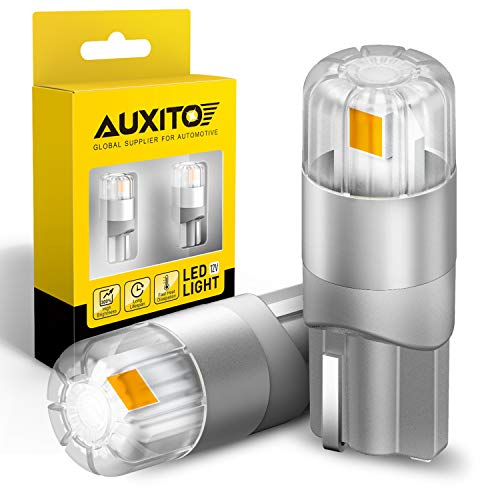 AUXITO 194 LED Bulbs Amber Yellow, Super Bright 1:1 Size, 168 175 2825 W5W T10 Car Bulbs for Dome Map Door Courtesy License Plate Lights Parking Side Marker Cornering Trunk Lights (Pack of 2) - color: Amber Yellow, size: 194/168-2PCS